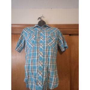 Mens wrangler pearl snap shirt large